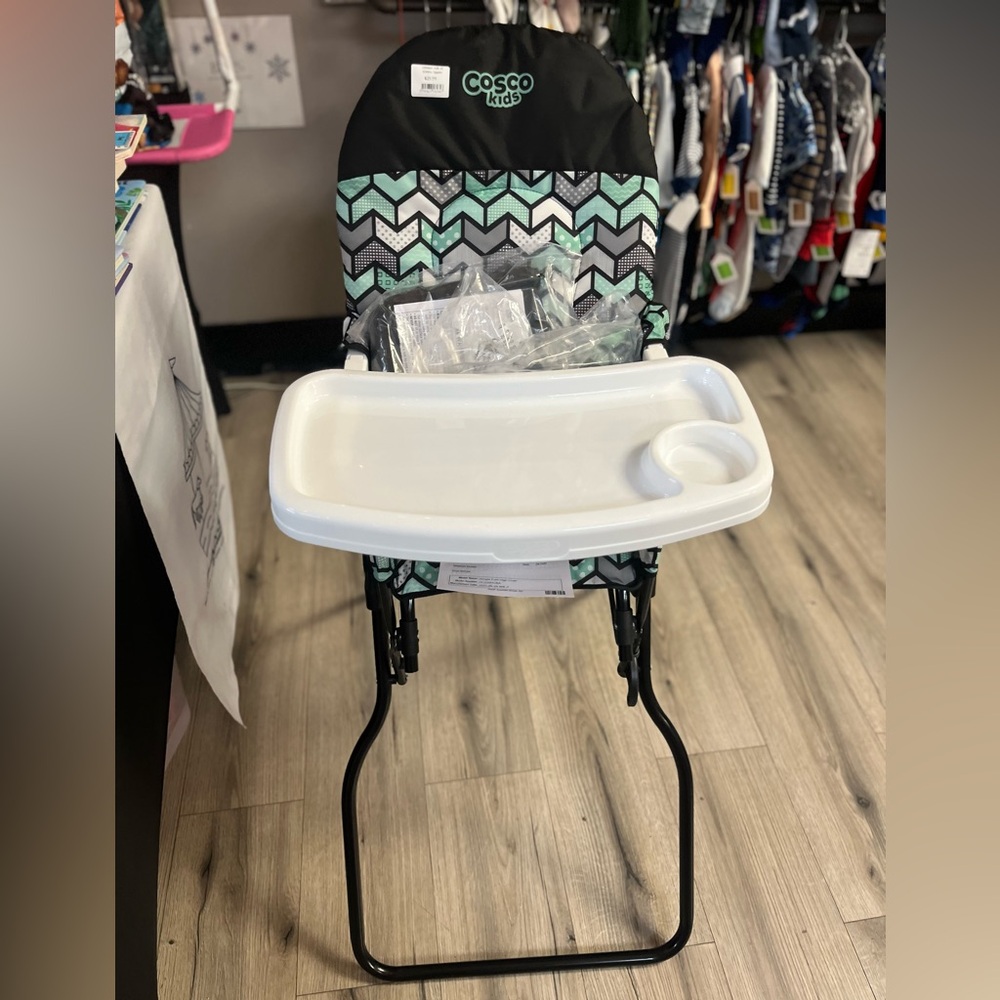 Cosco Kids Simple Fold Full Size High Chair with Adjustable Tray, Spritz